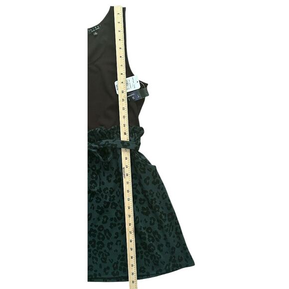 NWT Trixxi Fit & Flare Animal Print Green & Black Belted Stretch Mini Dress XL - Picture 2 of 7